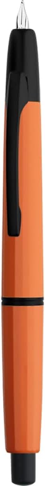 Majohn A2 Press Fountain Pen Extra Fine Nib with Box, Retractable Orange Resin Ink Pen with Converter Writing Set (Black Clip Version)