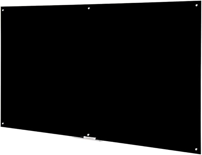 Black Glass Board Frameless Tempered Glass Dry Erase Board with Marker Tray for Interactive Office, Wall Mounted Frosted Glass Board, 60" x 40", Black