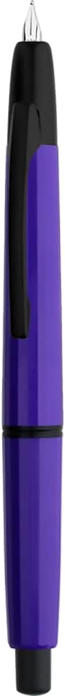 Majohn A2 Press Fountain Pen Extra Fine Nib with Box, Retractable Purple Resin Ink Pen with Converter Writing Set (Black Clip Version)