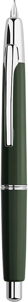 Majohn A2 Press Fountain Pen Extra Fine Nib with Box, Retractable Green Resin Ink Pen with Converter Writing Pen Set (Silver Clip Version)