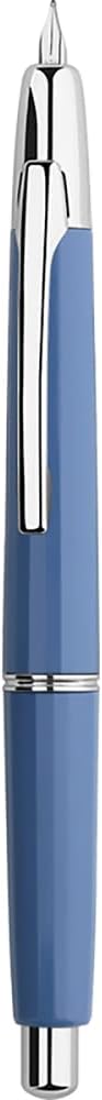 Majohn A2 Press Fountain Pen Extra Fine Nib with Box, Retractable Blue Resin Ink Pen with Converter Writing Pen Set (Silver Clip Version)