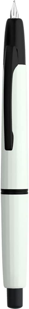 Majohn A2 Press Fountain Pen Extra Fine Nib with Box, Retractable White Resin Ink Pen with Converter Writing Set (Black Clip Version)