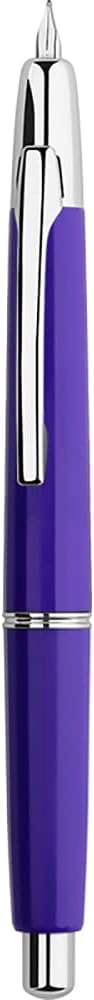 Majohn A2 Press Fountain Pen Extra Fine Nib with Box, Retractable Purple Resin Ink Pen with Converter Writing Pen Set (Silver Clip Version)