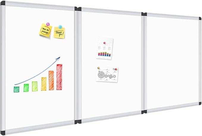VIZ-PRO Magnetic Dry Erase Board, 48 X 24 Inches, 3 Pack, Silver Aluminium Frame