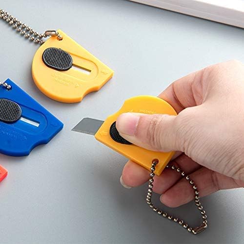 18 PCS Retractable Pocket Sized Utility Knives Box Cutter Letter Opener Handed Mini Cutter Keychain Knife Finger Friendly & Safe Package Opener(Yellow)