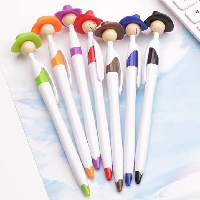 14PCS Fun Cowboy Pens Cowboy Hat Pen Novelty Retractable Ballpoint Pens For Adults School Home Office Stationery Store