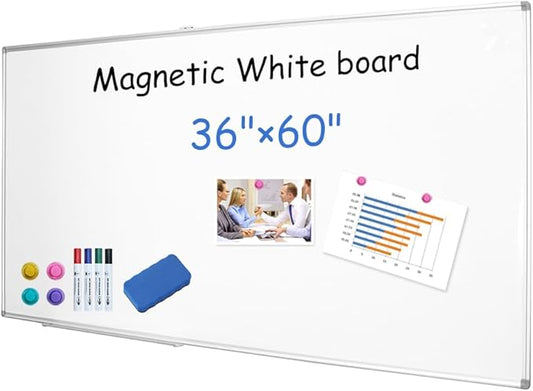 XIWODE Large Magnetic Dry Erase Board,Whiteboard for Wall, 36 x 60 inches, Whiteboard Marker Board Writing Board,Silver Aluminum Frame, Durable,Whiteboard for Home School & Office