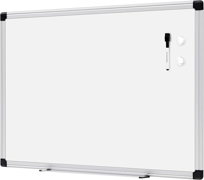 Amazon Basics Magnetic Dry Erase Whiteboard, 24"W x 18"H, Aluminium Frame, Silver/White