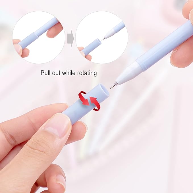 12 Pcs Cartoon Animal Pens, Kawaii School Supplies Pens Cute Cartoon Gel Ink Pens Boys Girls Cute Pens Suitable for Writing, Gifts for Children Teachers, Black Refill Pen Cap Rotate To Pull Out