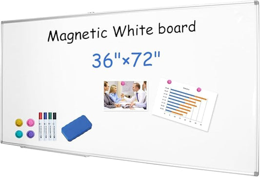 XIWODE Large Magnetic Dry Erase Board,Whiteboard for Wall, 36 x 72 inches, Whiteboard Marker Board Writing Board,Silver Aluminum Frame, Durable,Whiteboard for Home School & Office