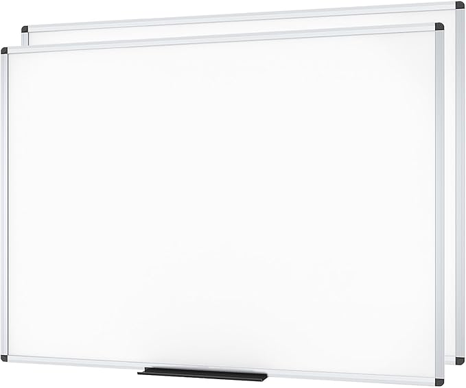 VIZ-PRO Dry Erase Board/Magnetic Whiteboard, 8' x 4', Pack of 2, Silver Aluminum Frame