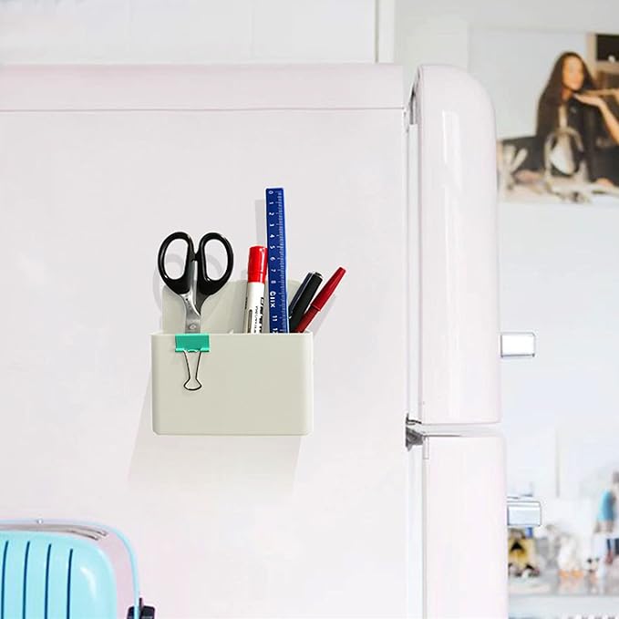 Magnetic Dry Erase Marker Holder - 2 Pack Pen Holder for Fridge, Whiteboard, School, Office, Home, Cup, White