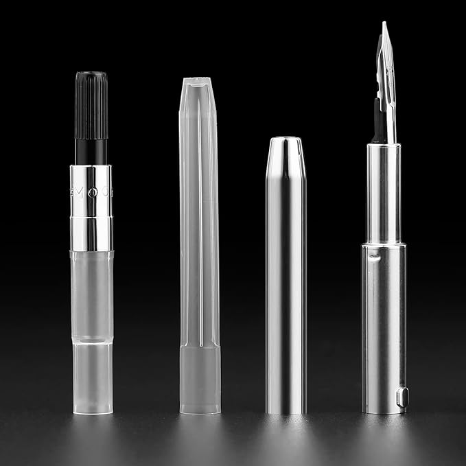Majohn A2 Press Fountain Pen Extra Fine Nib with Box, Retractable White Resin Ink Pen with Converter Writing Pen Set (Silver Clip Version)