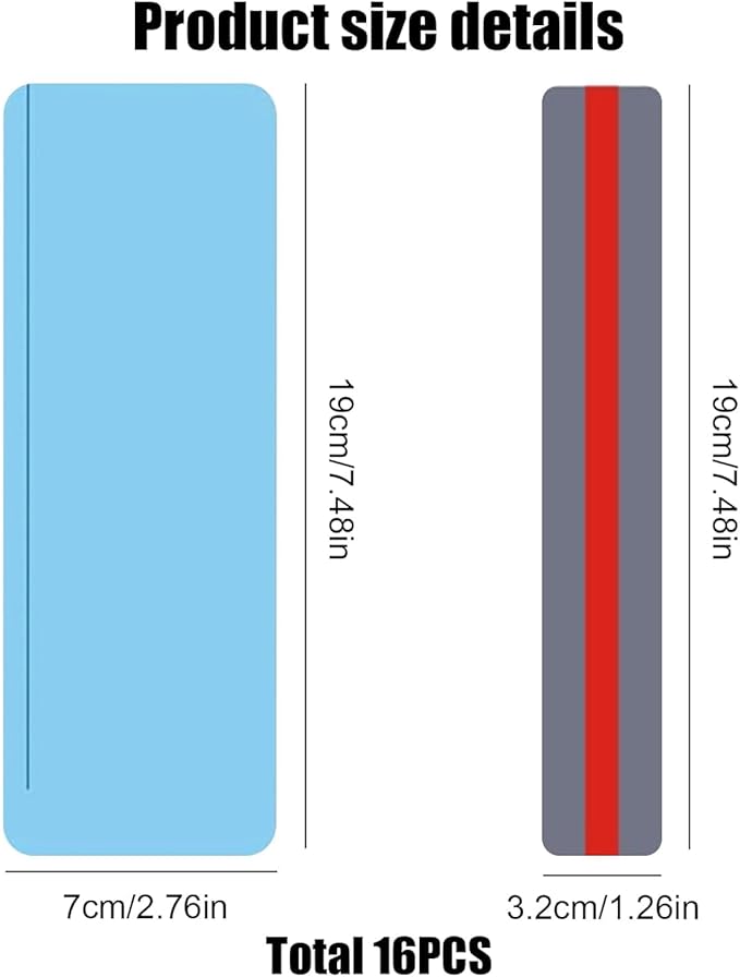 16Pcs Guided Reading Highlight Strips, Reading Ruler Reading Tracking Highlight Strips Colored Overlays Bookmark Assorted Colors Helps with Dyslexia(2 Sizes,8 Colors)