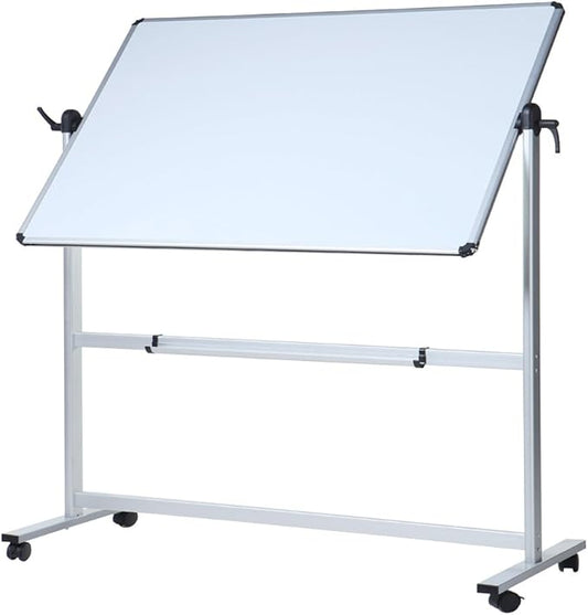 VIZ-PRO Double-Sided Magnetic Mobile Whiteboard, 96 x 48 Inches Aluminium Frame and Stand