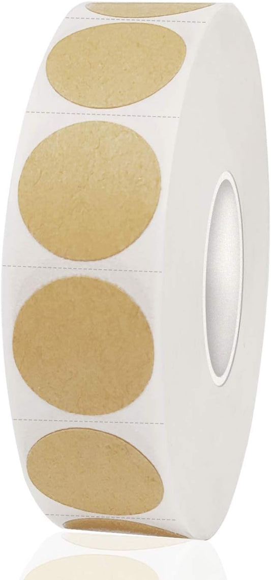 1200 Pieces 0.75 Inch Round Color Coding Label Garage Sale Stickers Blank Yard Sale Price Stickers Permanent Adhesive Dots Stickers,Easily Writable with Perforation Line (Kraft)