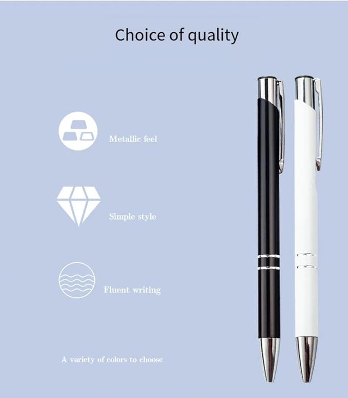 12 Pcs Stylish quality metal ballpoint Pens, Office and School stylus Ball Pen Advertising Luxury Quality, black ink, soft writing experience (Blue)