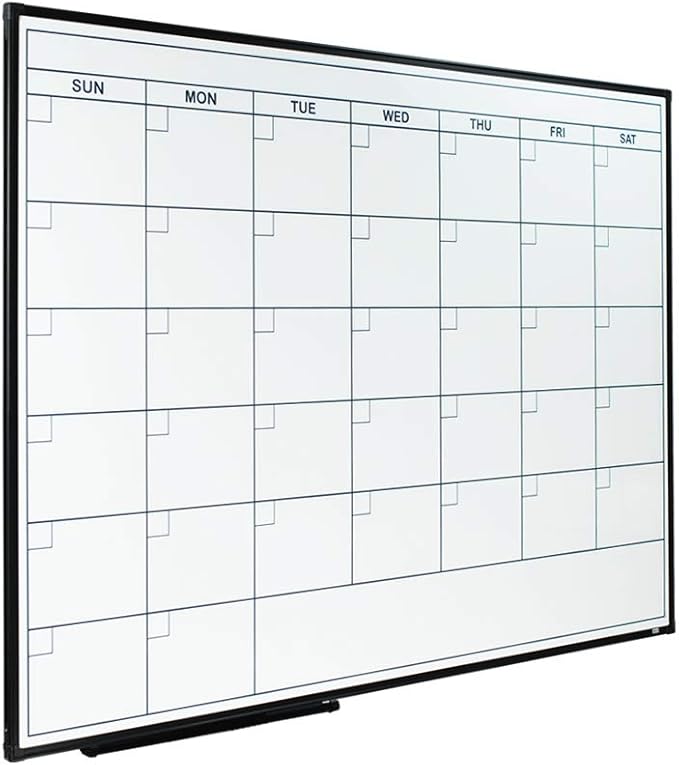 Lockways Dry Erase Calendar Whiteboard, Framed Magnetic Whiteboard Calendar 36 x 24 Inch, Ultra-Slim Black Aluminium Frame