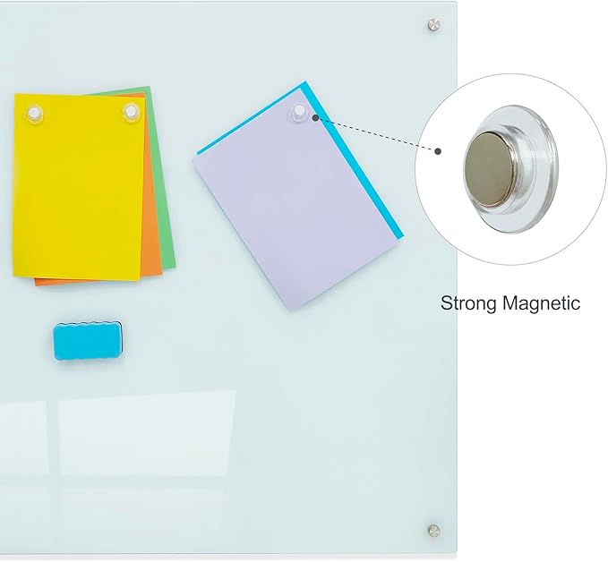 Glass Magnetic White Board - 36 x24 Inches Dry Erase Glass Whiteboard for Wall