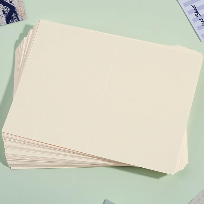 50 Pack Blank Cards Folded Cardstock Thank You Blank Greeting Cards for Invitations, Wedding, Greeting Cards, All Occasion DIY (Cream, 2x3.5)