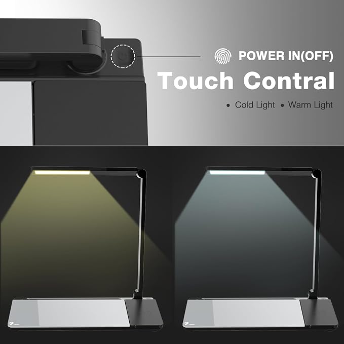 Small Desk whiteboard - Glass Dry Erase White Board- Desk Computer Buddy with Fast Charger Charging Station, Desk Board Buddy with Adjustable Foldable Desk Lamp, Dry Erase Notepad, Black, 17 x 6 in