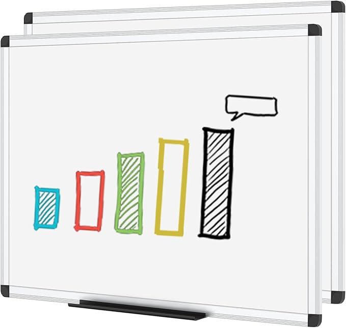 VIZ-PRO Dry Erase Board/Whiteboard, Non-Magnetic, 48 x 36 Inches, Pack of 2, Wall Mounted Board for School Office and Home