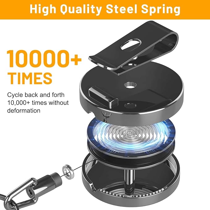 3 Pcs Heavy Duty Badge Reels Retractable Badge Holder, Selizo Metal Retractable Keychain Badge Reel ID Badge Holder Retractable with Belt Clip Key Ring for Key Name Card Holder