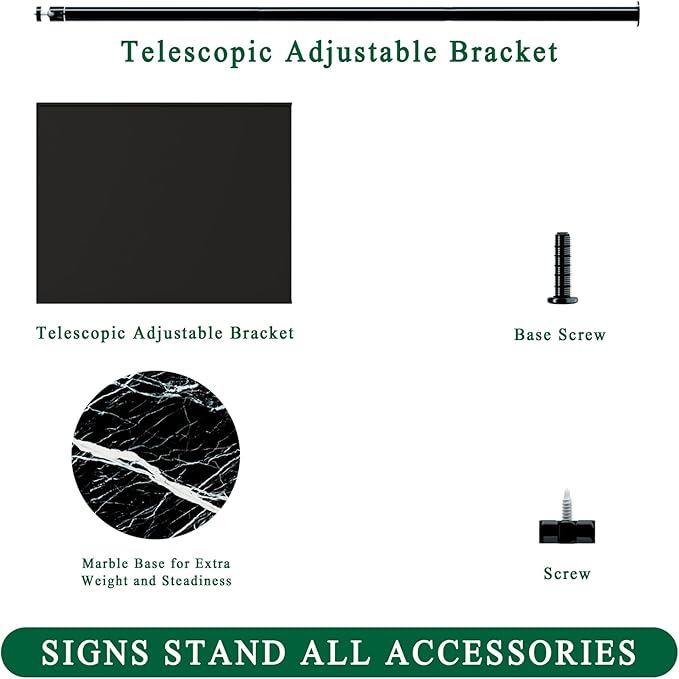 Adjustable Sign Holder 11 x 17, Floor Standing Sign Holder with Heavy Duty Marble Pedestal, Both Vertical & Horizontal View Sign Displayed Poster Stand for Store Business Show(Round)