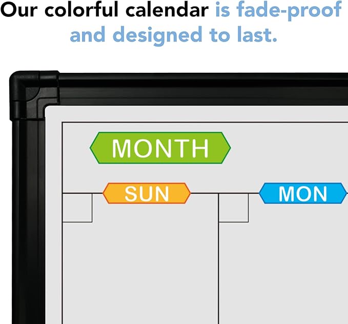 JILoffice Magnetic Calendar Whiteboard & Bulletin Corkboard Combination, Combo Board 24 x 18 Inch, 2 Pack, Black Aluminum Frame Wall Mounted Board for Office Home and School with 10 Push Pins