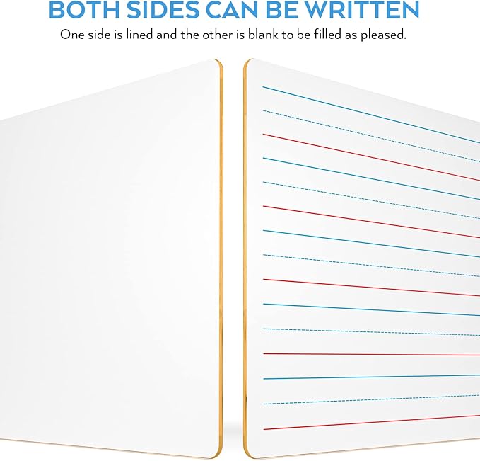 Nicpro Dry Erase Lap Board 12 x 16 inches 2 Pack Ruled Kid Double Sided Blank & Lined Small Lapboard with 8 Pens, 2 Eraser, Learning Mini Whiteboard Portable for Student and Classroom Use