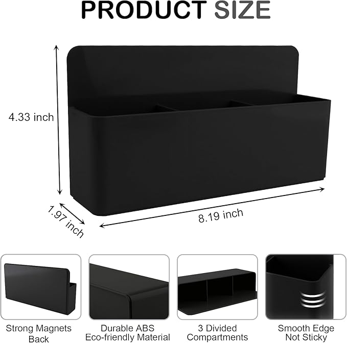 Magnetic Pen Holder,3 Compartments Magnetic Dry Erase Marker Holder,Extra Strong Magnet Storage Marker Pen Pencil Organizer for Refrigerator,Whiteboard,Locker Accessories(Long Style)
