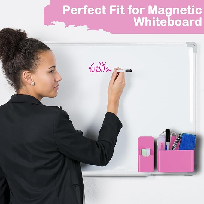 Magnetic Pen Holder,2 Pack Magnetic Dry Erase Marker Holder with Generous Compartments,Strong Magnet Storage Marker Pen Pencil Organizer for Refrigerator,Whiteboard,Locker Accessories
