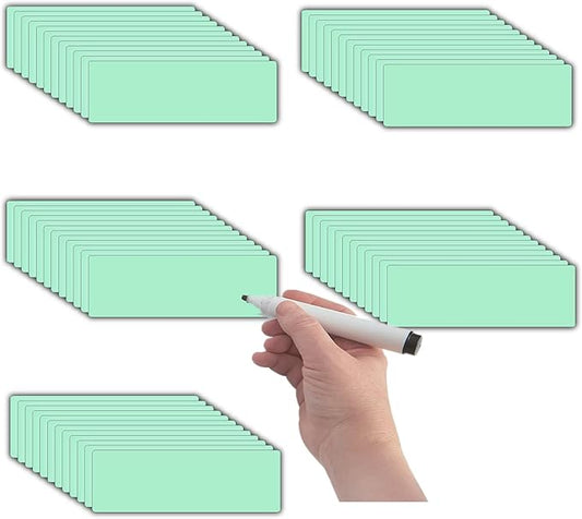Magnetic Dry Erase Magnets Labels(1x3",Pack of 60),Organizing Schedules in Office/Classroom.Reusable Name Tags on Fridge/White Board,Pastel Colors(Light Green)