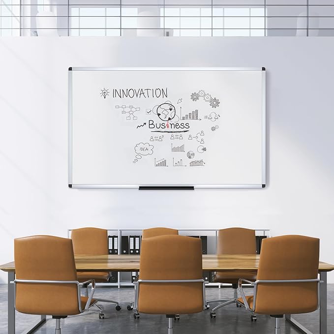 VIZ-PRO Dry Erase Board/Whiteboard, Non-Magnetic, Pack of 2, 5' x 3', Wall Mounted Board for School Office and Home