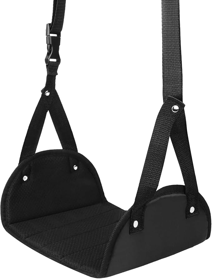 4 Pack Airplane Foot Rest, Airplane Foot Hammock with Premium Memory Foam, Adjustable Length Foot Hammock for Plane Travel, Airplane Footrest Relax Your Feet in The Train Office&Home, Black