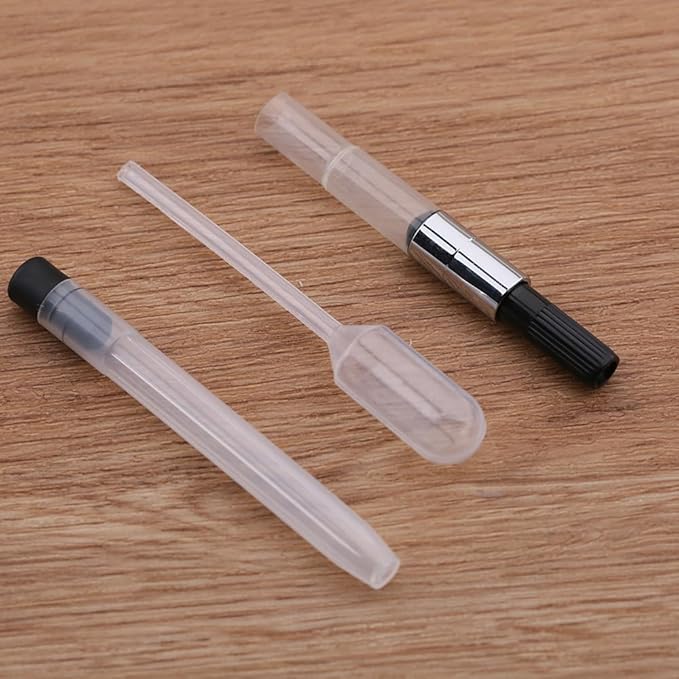 Majohn A2 Retractable Fountain Pen Extra Fine Nib with Box, Press Black Resin Ink Pen with Converter Writing Set (Black Clip Version)