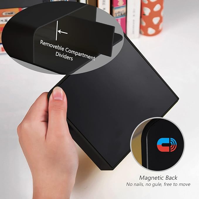 Magnetic Dry Erase Marker Holder - Multi-Surface Pen & Marker Holder for Fridge, Whiteboard, Locker - School, Office, Home - 1 Pack, Black