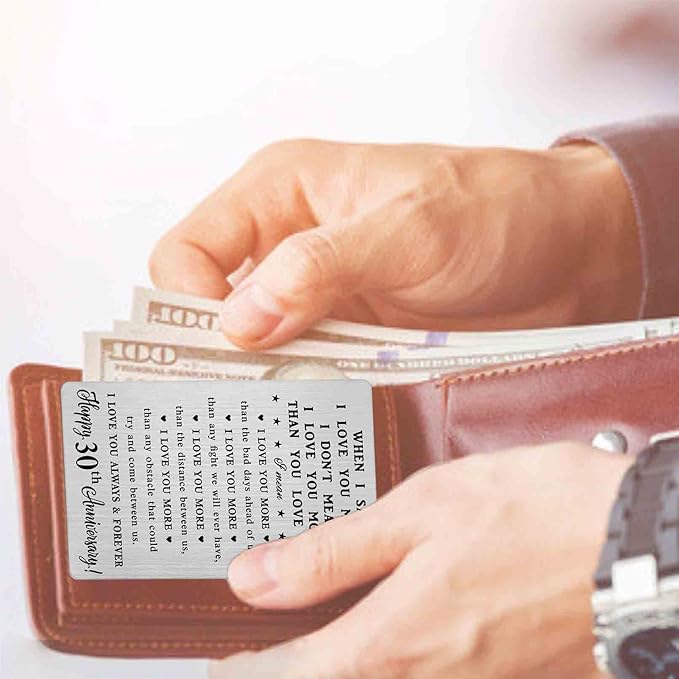 30th Anniversary Card Gifts for Couple, 30th 30 Year Anniversary Romantic Wallet Card Gifts for Men