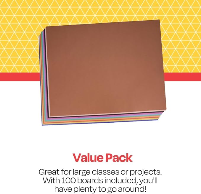 School Smart Railroad Board, 4-Ply, 22 x 28 Inches, Assorted Colors, 100 Boards - 1485740