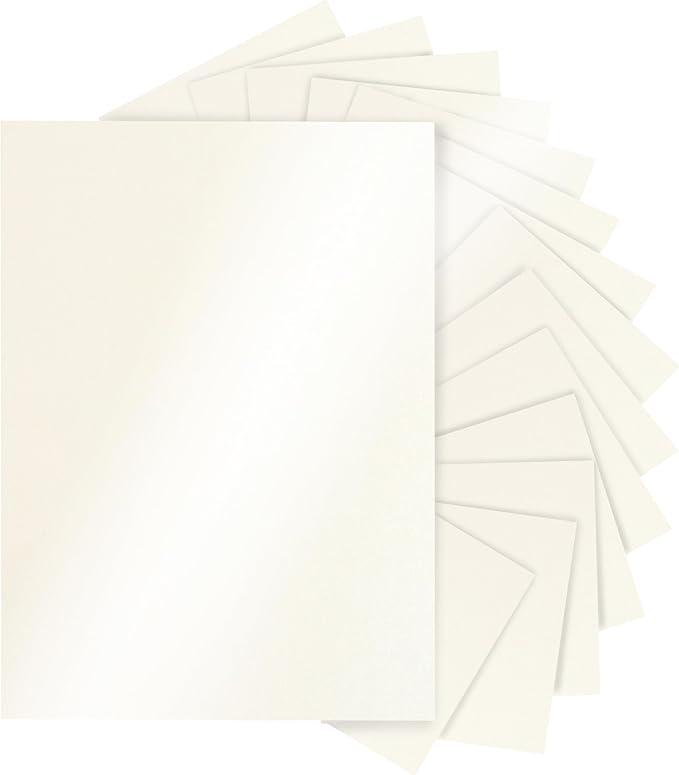 120 Sheets Beige Shimmer Cardstock 8.5 x 11 Off White Paper, 250gsm/92lb Premium Glossy Paper Card Stock for DIY Cards Making, Wedding Invitations, Anniversaries, Business Cards, Menus