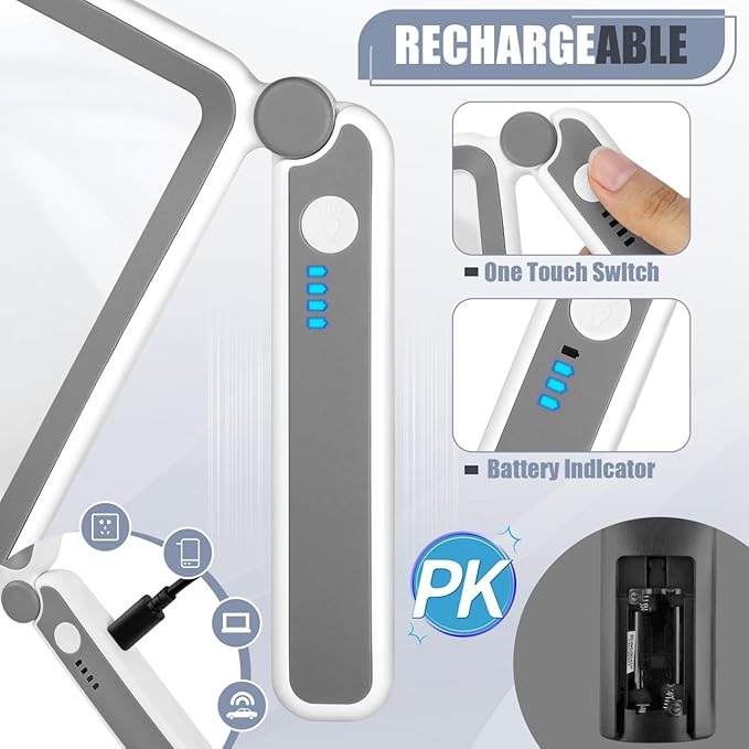 Magnifying Glass with Light, Rechargeable 5X Large Page Magnifier for Reading, Folding Handheld Dimmable, LED Lighted Rectangle Magnifier for Reading Book Small Print for Seniors Low Vision