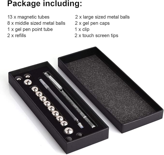 Magnetic Fidget Pen, Magnet Fidgi Pen, Jiki Crush Metric Pen Crinkle, Crushmetric Switch Strato Pens, Multifunctional Deformable Magnet Writing Toy Pen, Best Gift for Friends (Black)