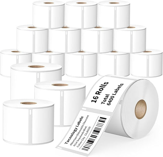 16 Rolls 6400 Labels Compatible with DYMO 30258 2-1/8" x 2-3/4" Direct Thermal Labels - Tacnology Barcode Address Replacement Use with Rollo, DYMO 450, 450 Turbo, 4XL & Zebra Desktop Printers