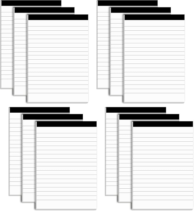 12 Pack Note Pads Refills 4 x 6 Inch Memo Pads Writing Pads, White Small Notepads Scratch Pads Mini Notepad with 30 Sheets Lined Paper in Each Pad