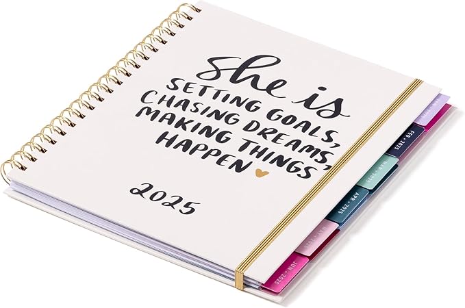 2025 Eccolo Large Spiral Agenda Planner, Hardcover, Weekly & Monthly Pages, 12 Month, Art + Quotes (Extra Large - 9" x 10.5")