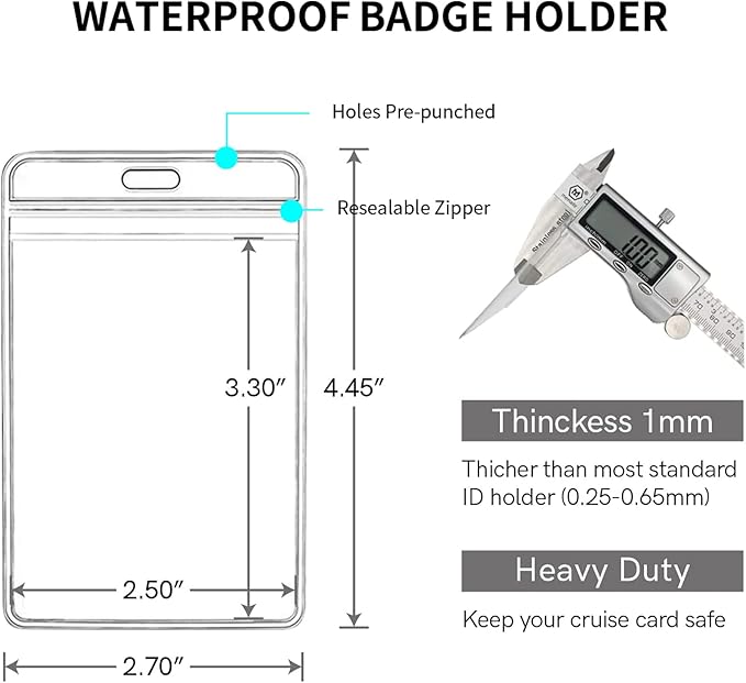 Retractable Waterproof Lanyard with ID Badge Reel Holder & Detachable Buckle for Ships Key Cards, Cruise Essentials & Must Have Accessories (4 Colors)