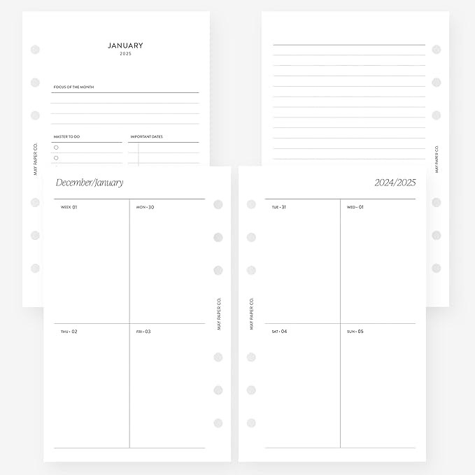 2025 Franklin Covey Compact Weekly Planner Insert (4.25" x 6.75") 6 ringed agendas (Weekly Vertical Border Blank)