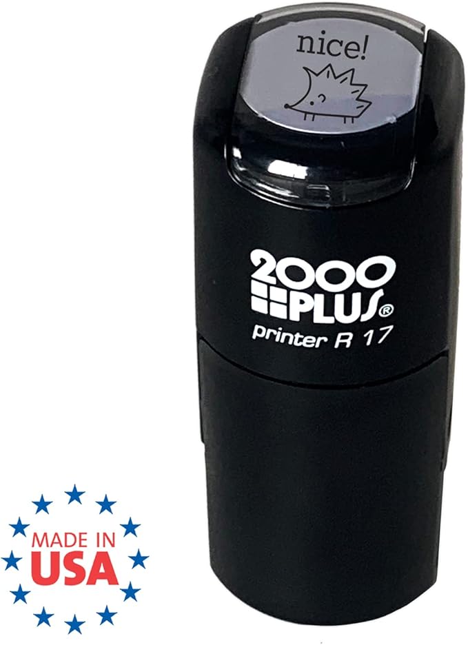 Nice! Hedgehog Stamp / 2000 Plus Self Inking Teacher Stamp/Black Imprint Stamper/School Worksheet Stamp