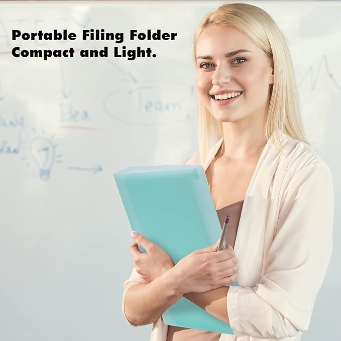 2 PCS Expanding File Folder A4,13 Pockets File Organiser with Colored Tags, Paperwork A4 Plastic Wallet Document Storage Expander for School,Office and Home, Light Green