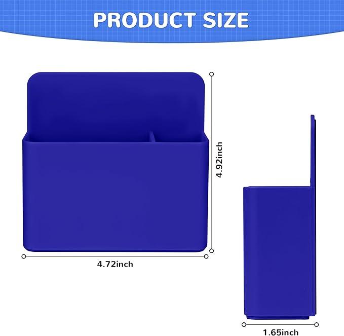 Magnetic Dry Erase Marker Holder, Magnetic Pen Marker Holder for Whiteboard, Fridge, Locker Accessories, School, Office, Home, Magnet Pen Cup,1 Pack, Dark Blue